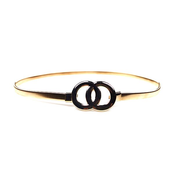 Ladies Gold Waist Double O Ring Link Chain Belt for Dress