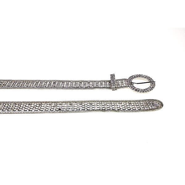 Women Rhinestone Belt Sparkle Silver Chain with O Ring Buckle - Image 3