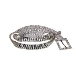 Women Sparkly Diamond Studded Silver Chain Waistband Belt for Jeans