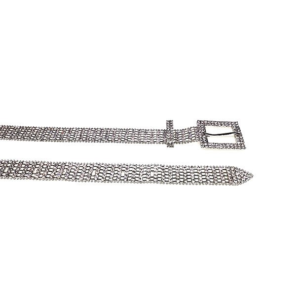 Women Sparkly Diamond Studded Silver Chain Waistband Belt for Jeans - Image 3