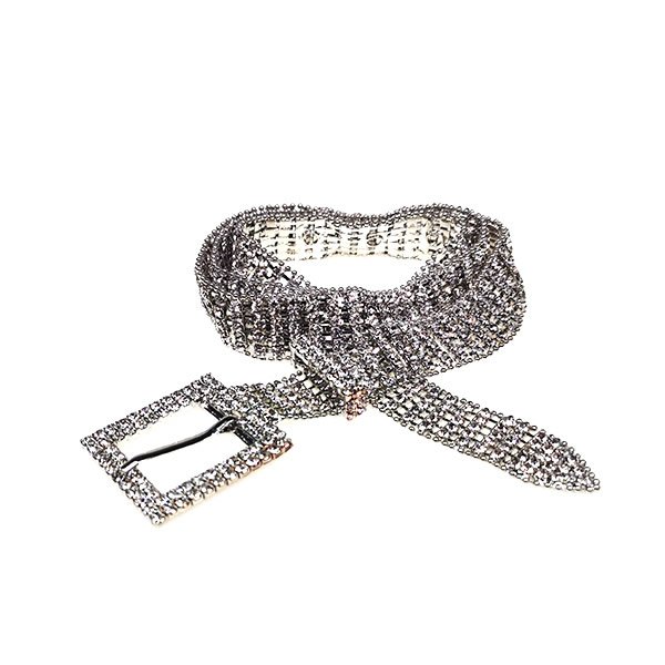Women Sparkly Diamond Studded Silver Chain Waistband Belt for Jeans - Image 4