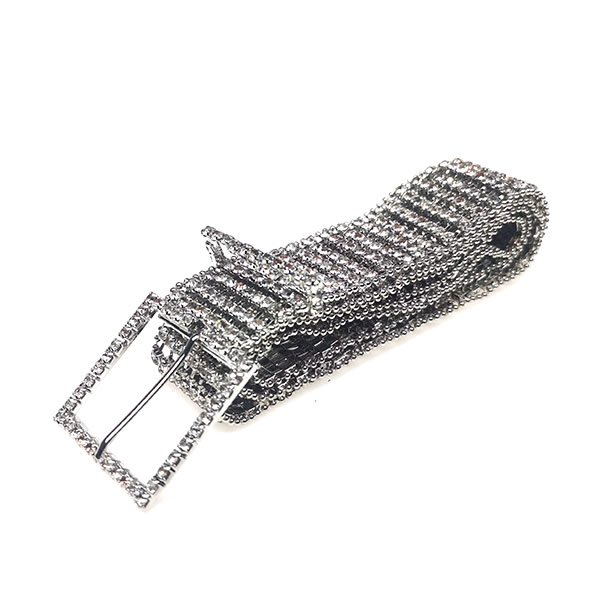 Womens Bling Diamond Shiny Silver Chain Belts - Image 2