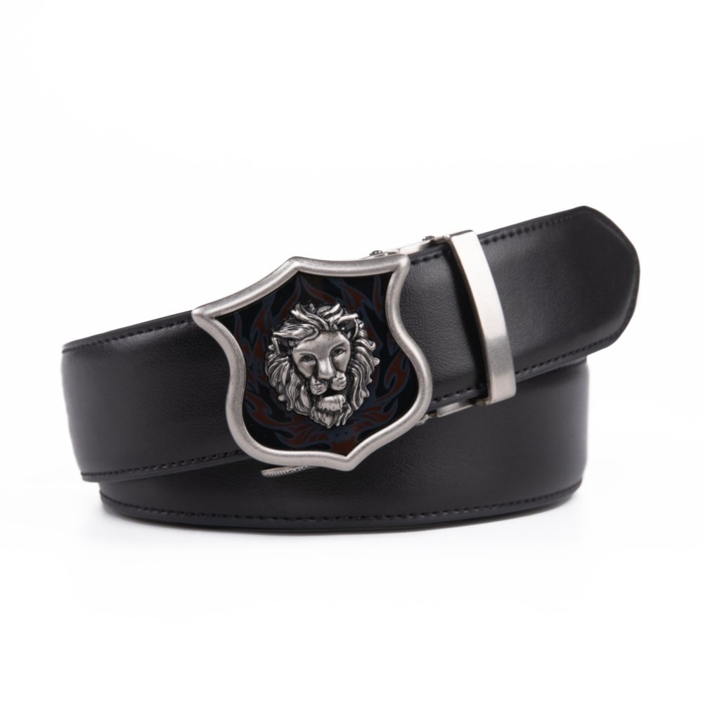 Lion Ratchet Mens Leather Belt Western Antique Automatic Belt Buckle LA2082 - Image 4