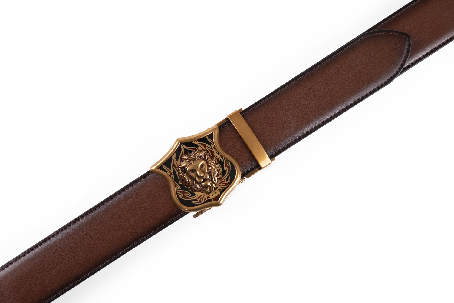 Lion Ratchet Mens Leather Belt Western Antique Automatic Belt Buckle LA2082 - Image 10